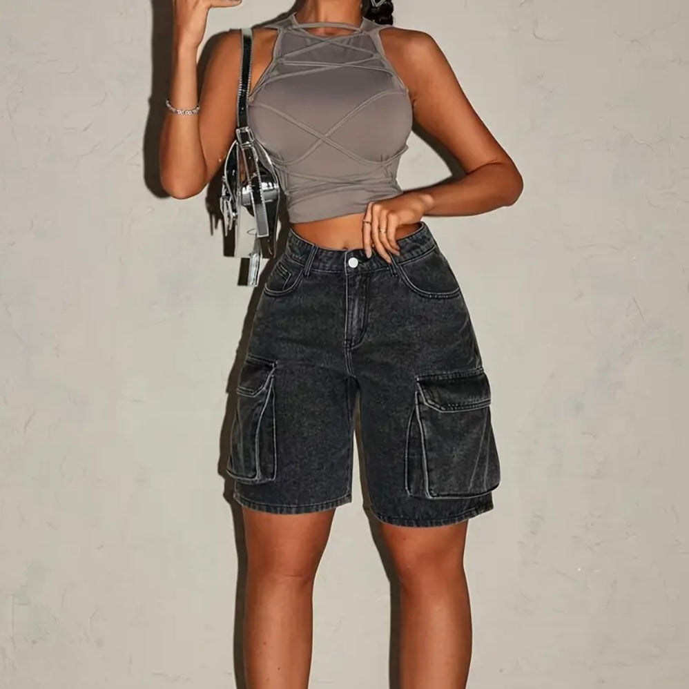 Bermuda de jean con bolsillos